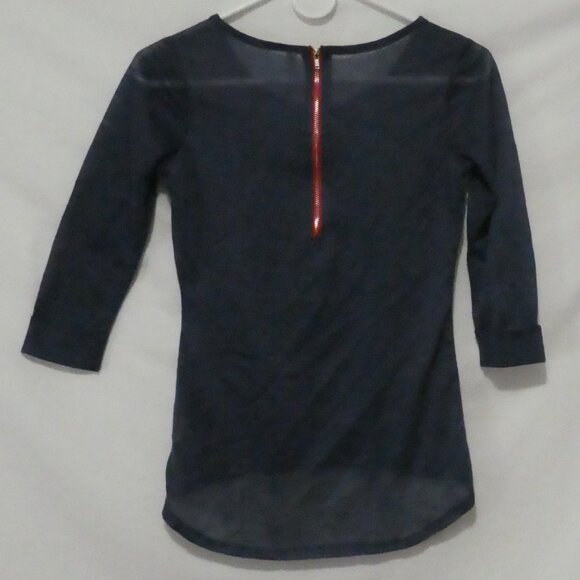 XHILARATION | xs - extra small | Navy Blue 3/4 Sleeve Top with Anchor Design - Picture 3 of 16